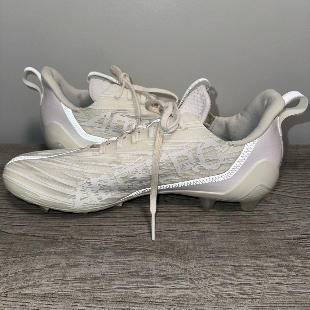 Men’s Adidas Adizero Football Cleats White Almond Toe Lace Up GX5413 Size 12 - Picture 4 of 9